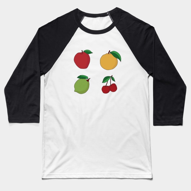 Apple, Orange, Lemon and Cherry Fruits Baseball T-Shirt by DiegoCarvalho